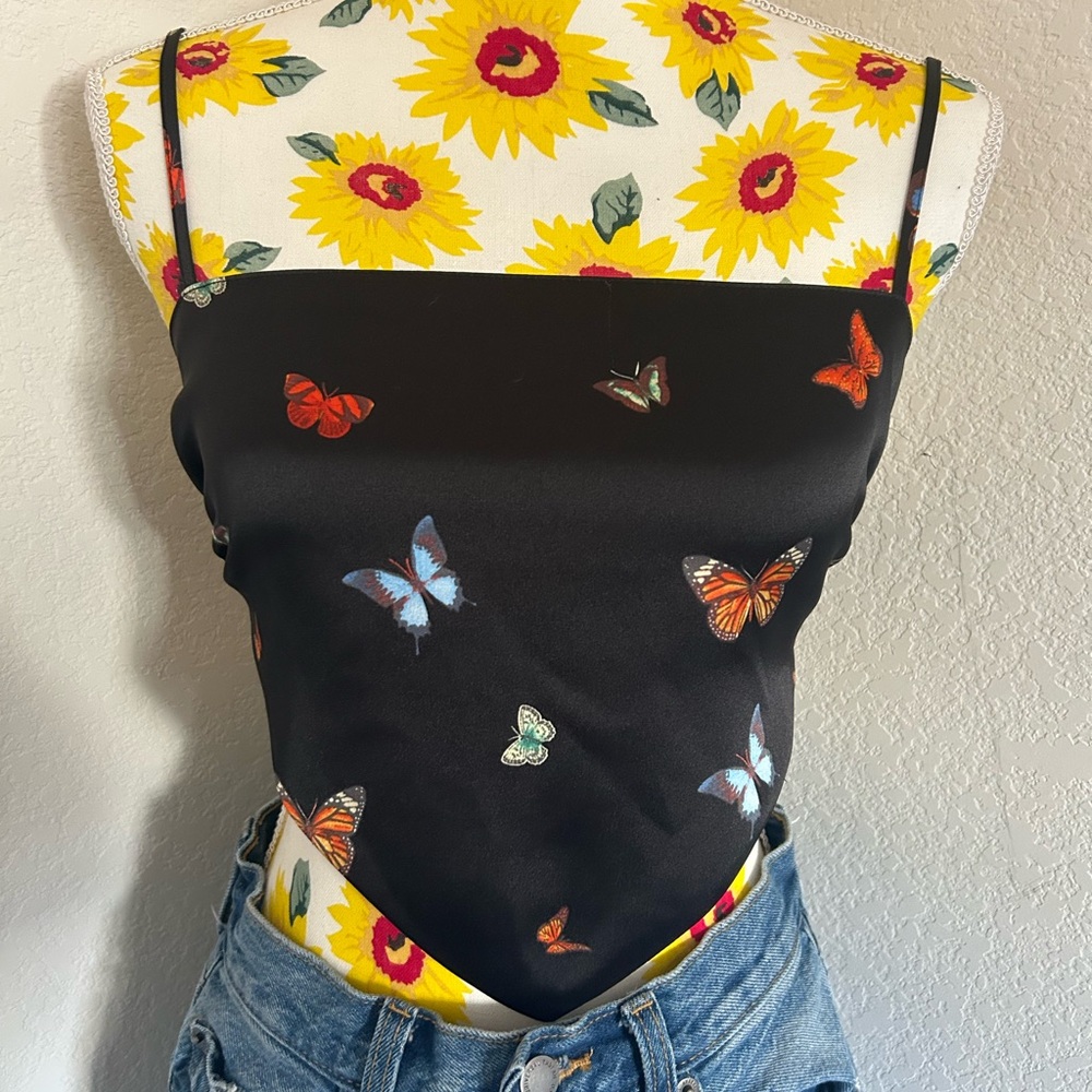 Forever 21 Black Butterfly Print Camisole